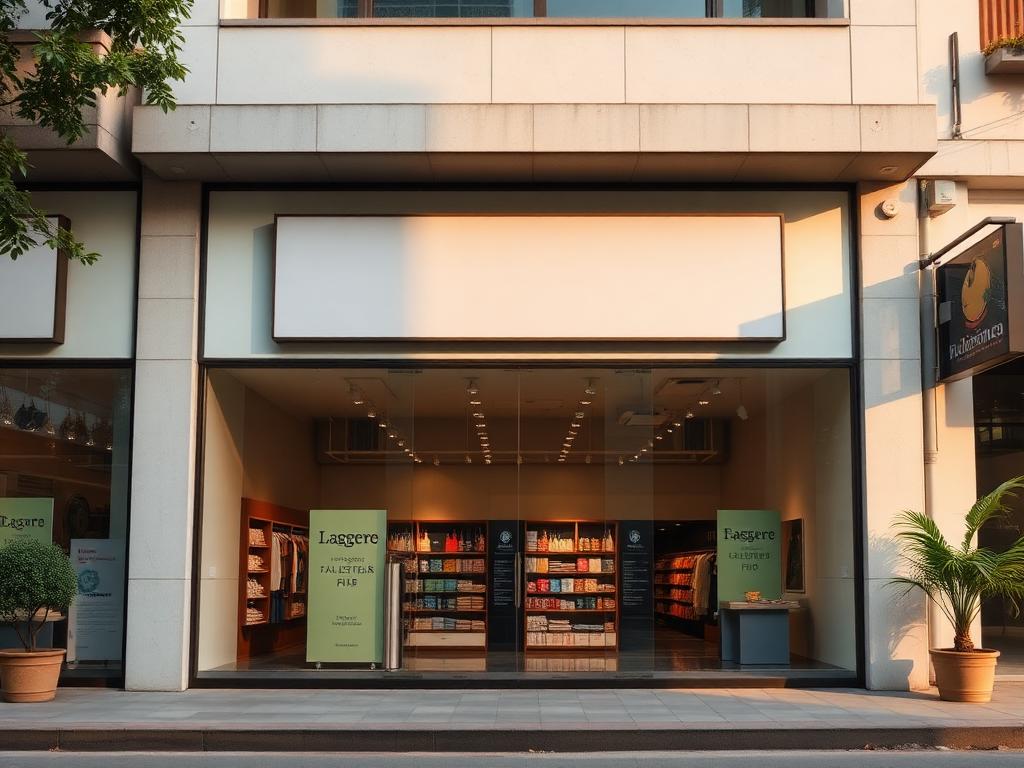 Retail storefront in daytime