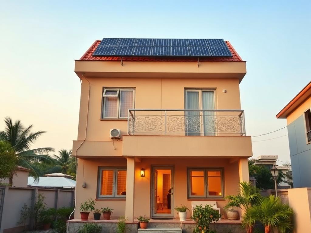 Family home with rooftop solar array