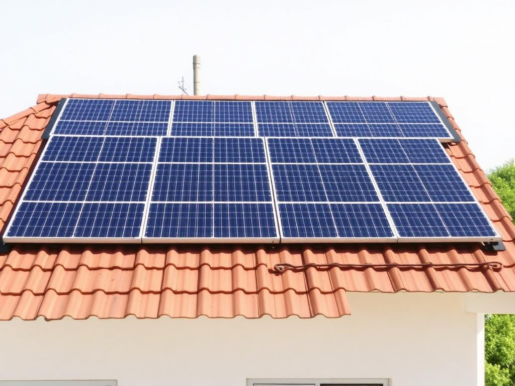 Rooftop solar panels in daytime