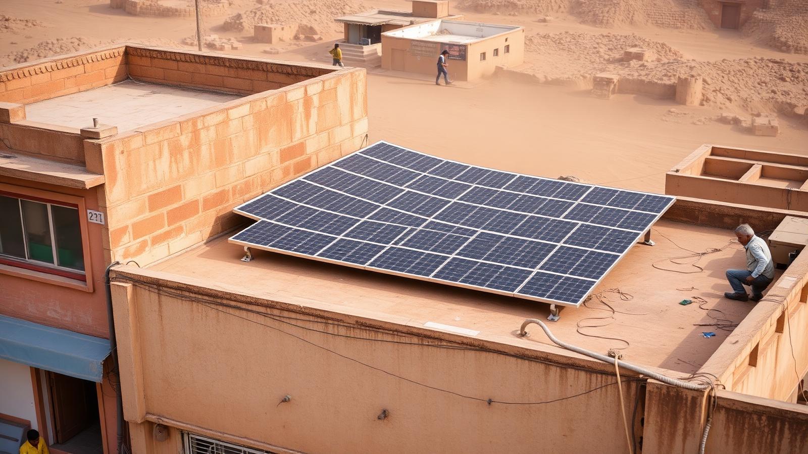 Commercial rooftop solar installation on a building in Bikaner